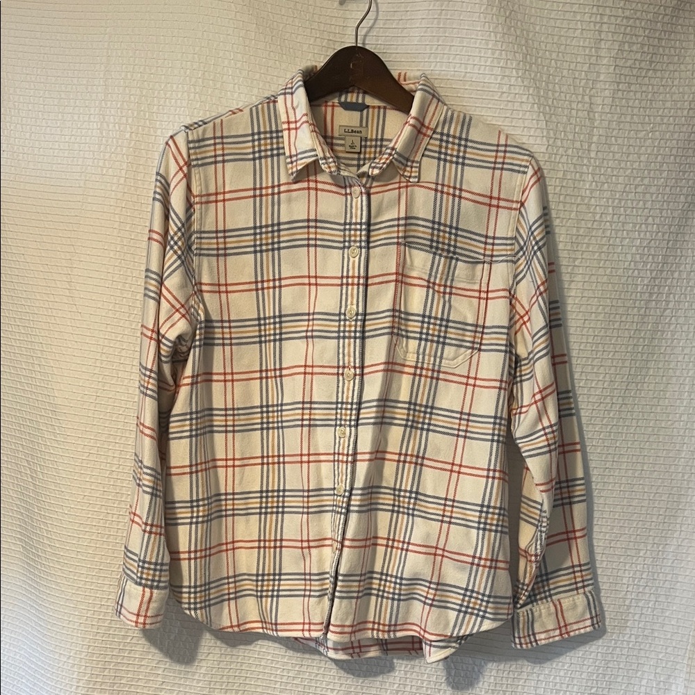 L.L. Bean Plaid Button Down Shirt - Red, Blue, Cream